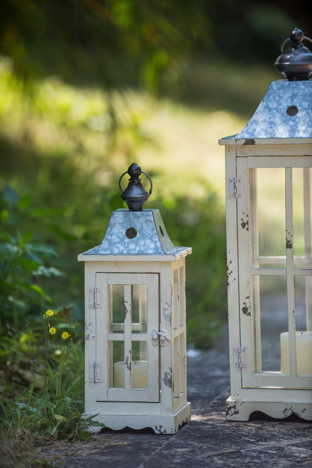 Large Decorative Wooden Hurricane Lantern – product view 2 of 18