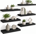 Set of 6 Black Floating Wall Shelves – main product view
