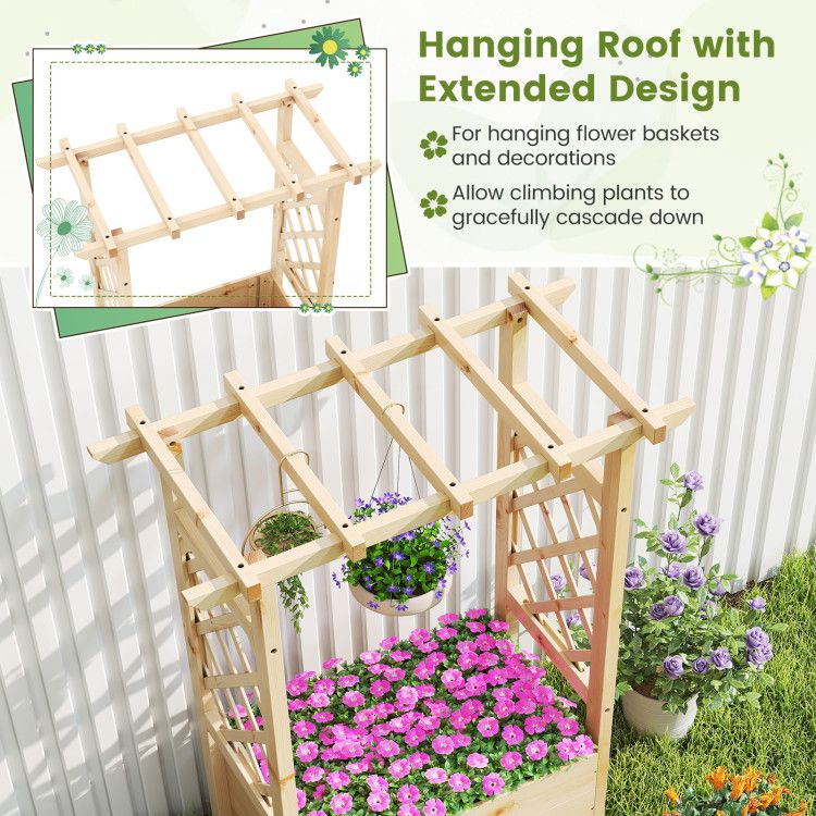 Pine Wood Planter with Trellis and Hanging Bar – product view 6 of 10