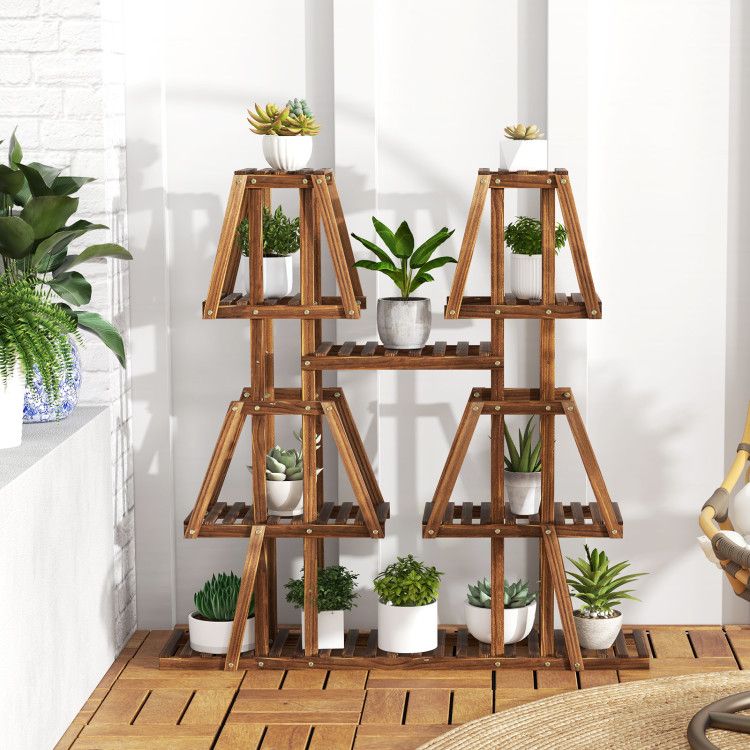 5-Tier Wood Plant Stand for 10 Pots – product view 2 of 10