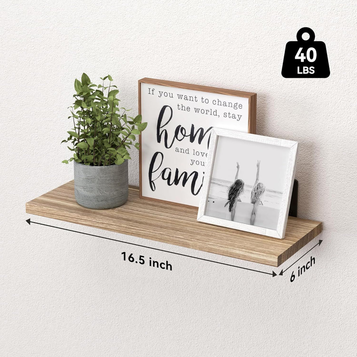Set of 6 Vintage Brown Floating Shelves – product view 5 of 6