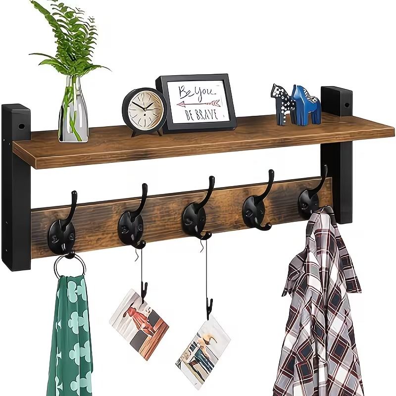 Wall-Mounted Coat Rack with Shelf – main product view