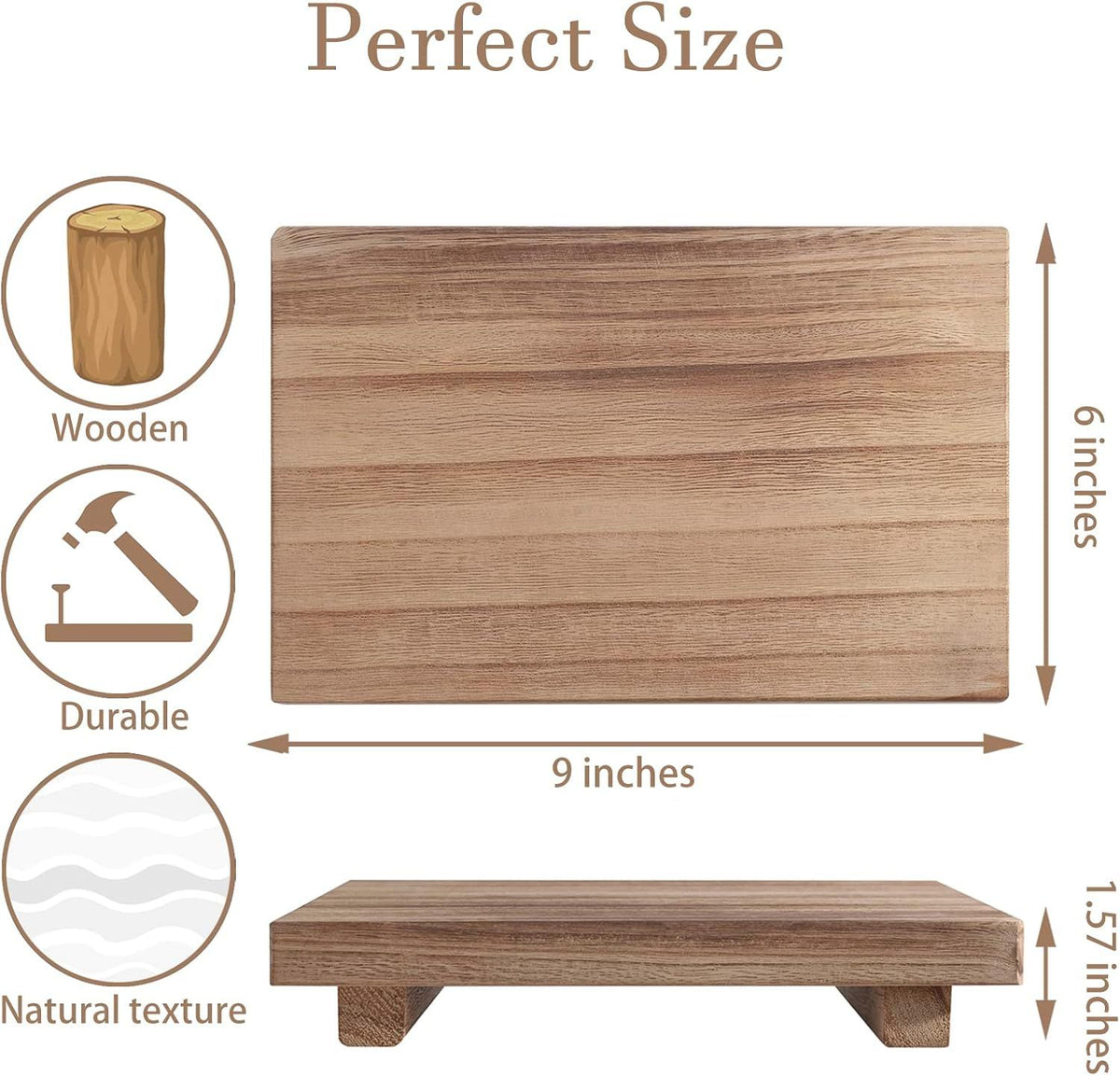 9-Inch Brown Wood Pedestal Tray – product view 3 of 8