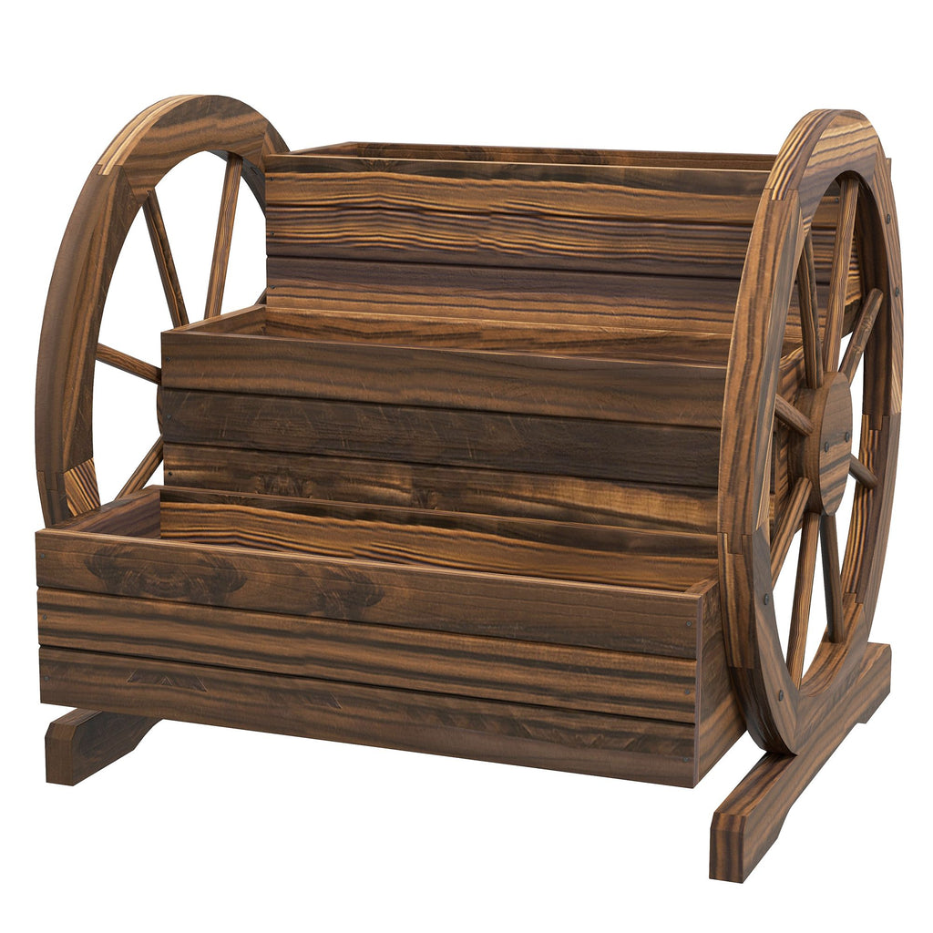 3-Tier Wooden Wagon Planter – main product view