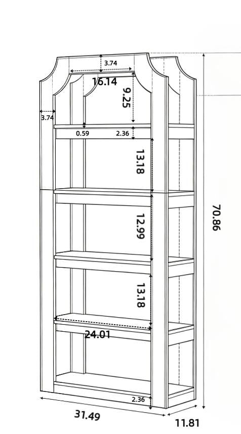70.9-Inch 5-Tier Open Bookcase – product view 6 of 6