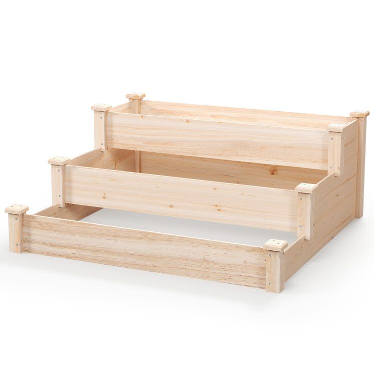 3-Tier Fir Wood Raised Garden Bed – product view 4 of 9