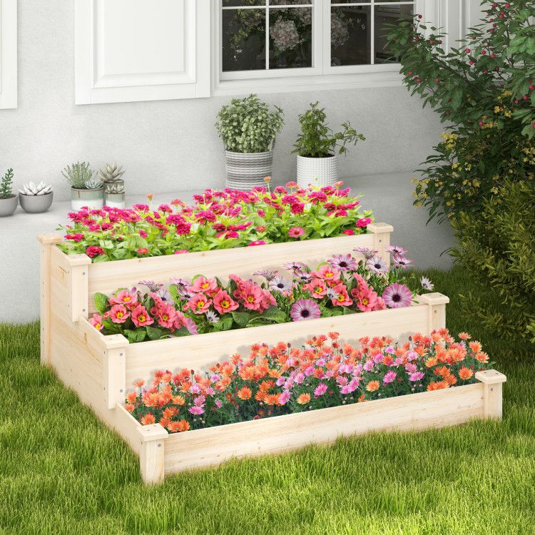 3-Tier Fir Wood Raised Garden Bed – product view 6 of 9