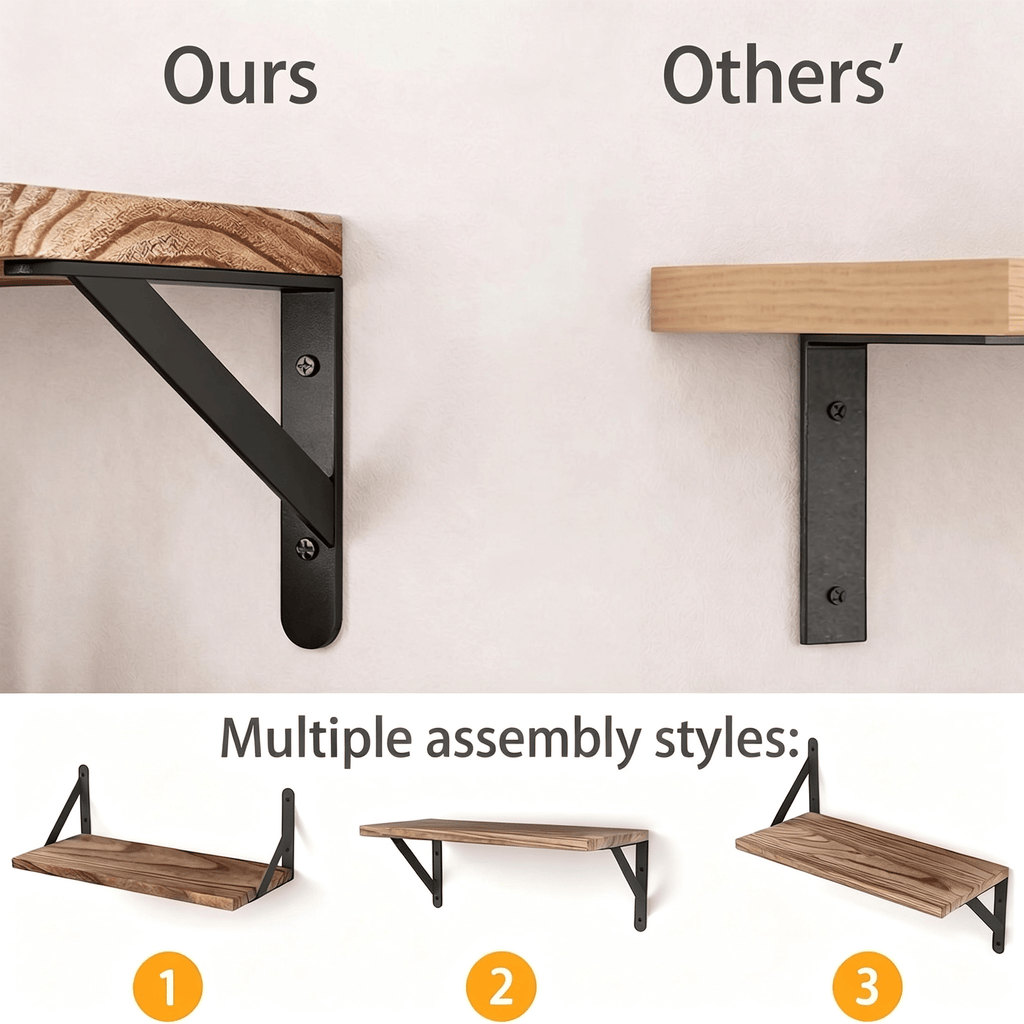 Set of 4 Paulownia Floating Shelves – product view 3 of 6