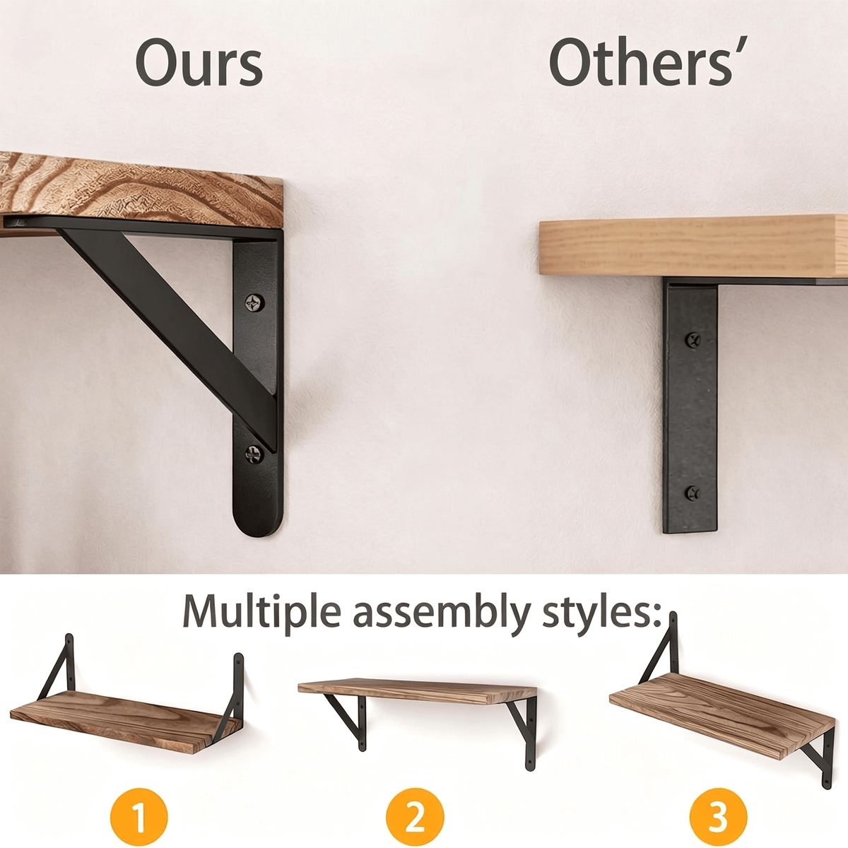 Set of 4 Paulownia Floating Shelves – product view 3 of 6