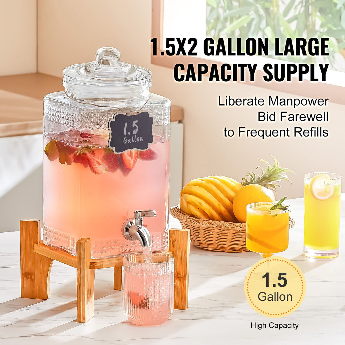 Set of 2 1.5-Gallon Glass Beverage Dispensers – product view 2 of 12