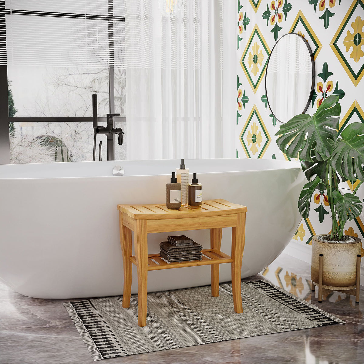20-Inch 2-Tier Bamboo Shower Bench – product view 2 of 13