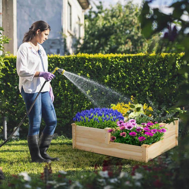 3-Tier Wooden Raised Garden Bed with Open Base – product view 2 of 10
