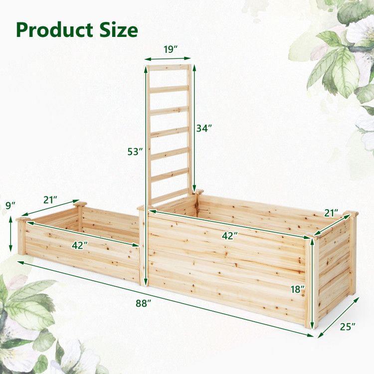 Fir Wood Raised Garden Bed with Trellis – product view 5 of 10