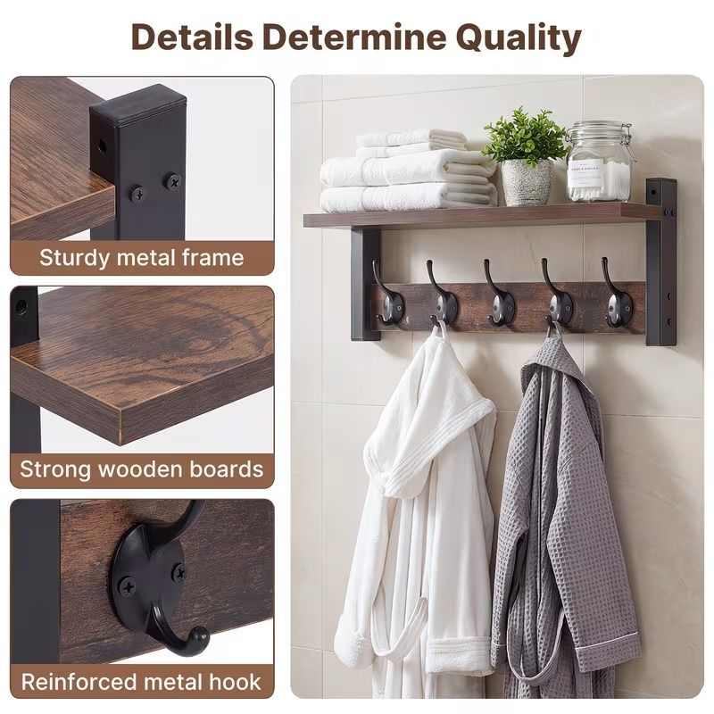Wall-Mounted Coat Rack with Shelf – product view 8 of 14