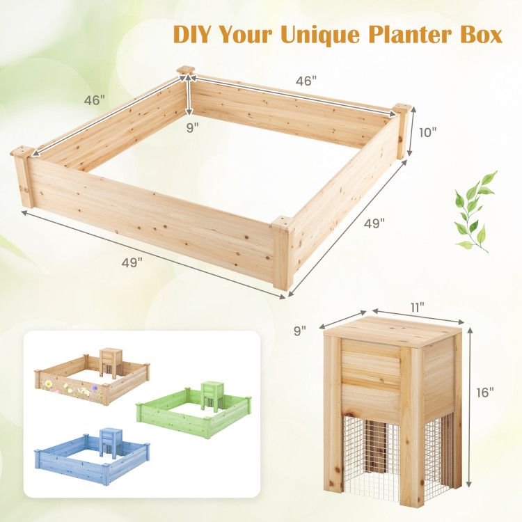 49-Inch Raised Garden Bed with Compost Bin – product view 5 of 9