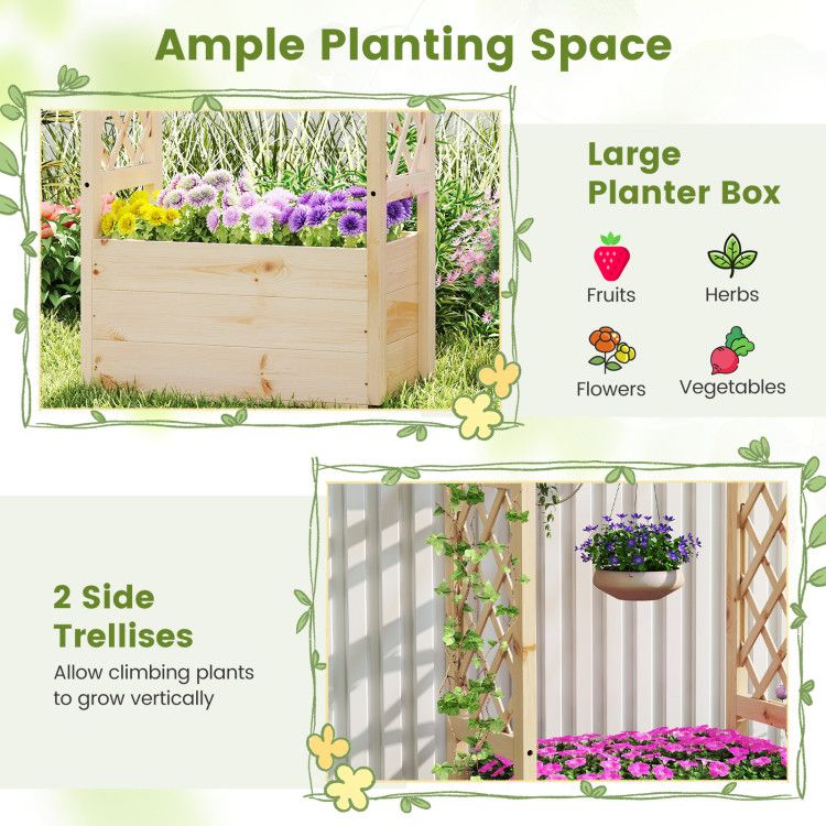 Pine Wood Planter with Trellis and Hanging Bar – product view 7 of 10