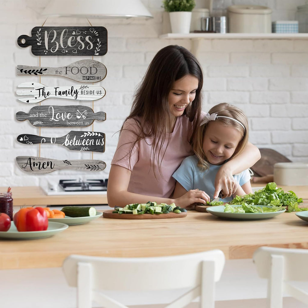 6-Piece 13x21-Inch “Bless the Food” Wall Sign – alternate product view 3