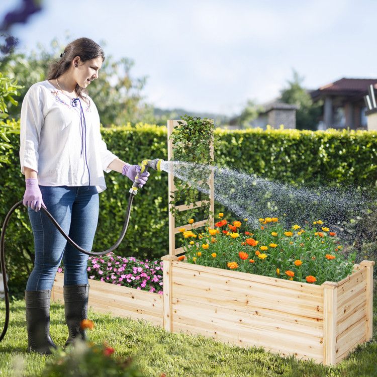 Fir Wood Raised Garden Bed with Trellis – product view 2 of 10
