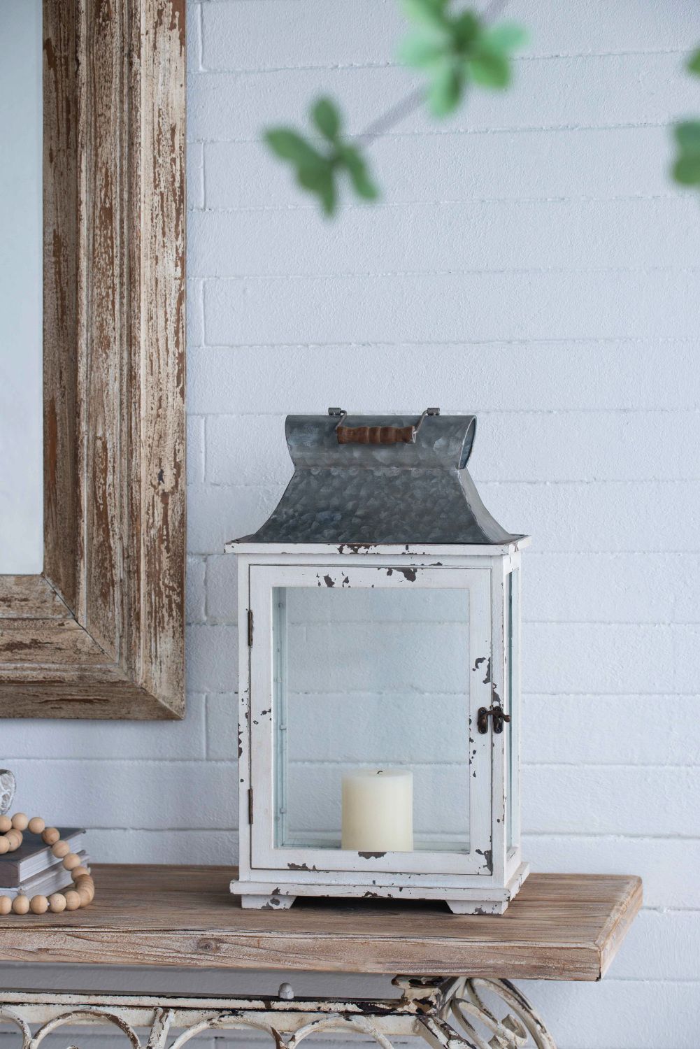 Decorative Wooden Hurricane Candle Lantern – product view 3 of 16