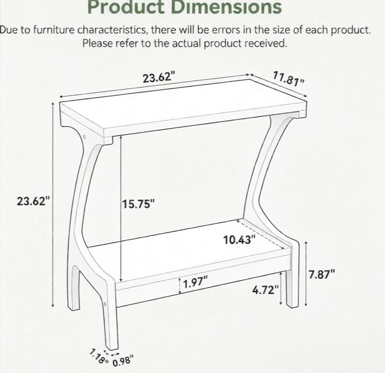 Narrow 2-Tier Wood End Table – product view 4 of 7