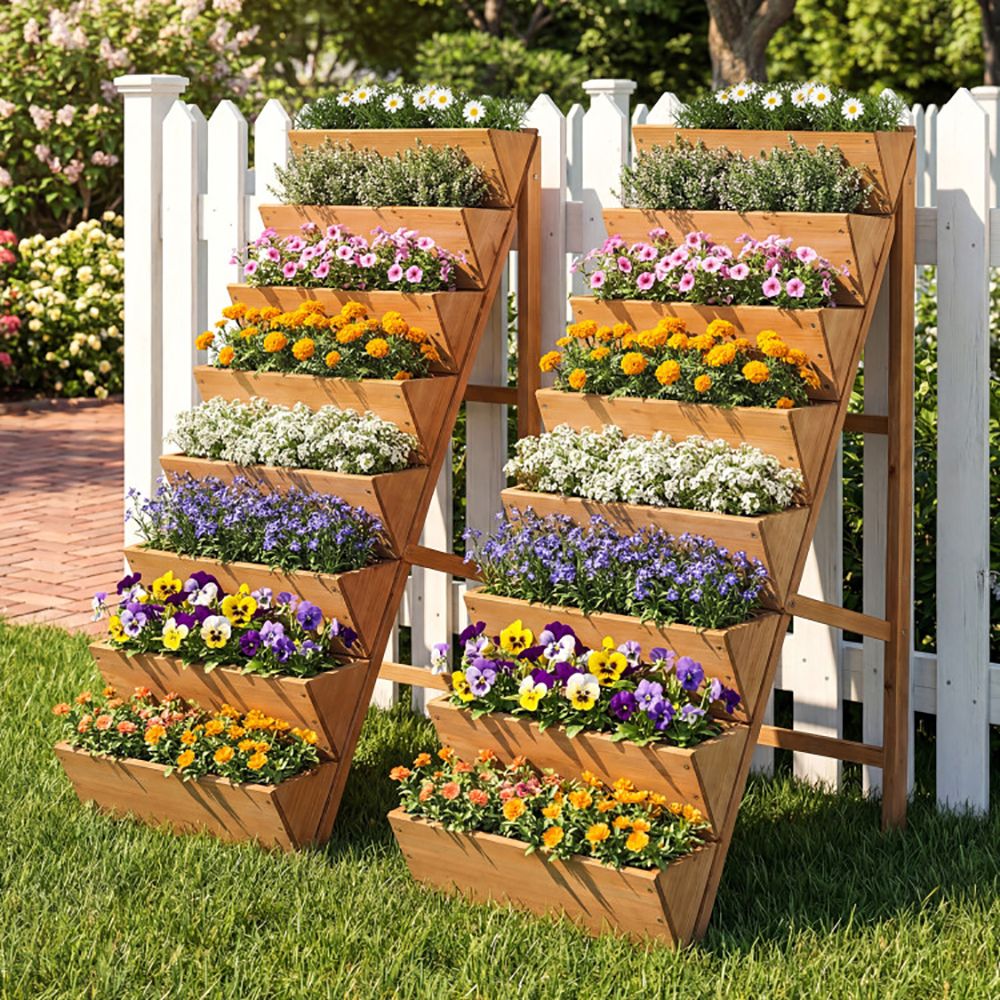 8-Tier Vertical Fir Wood Garden Bed, Orange – product view 4 of 9