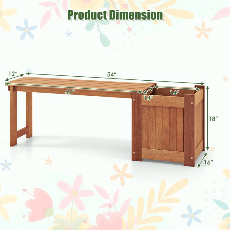 54-Inch Raised Garden Bed with Bench – product view 4 of 12