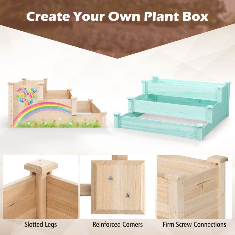3-Tier Fir Wood Raised Garden Bed – product view 9 of 9