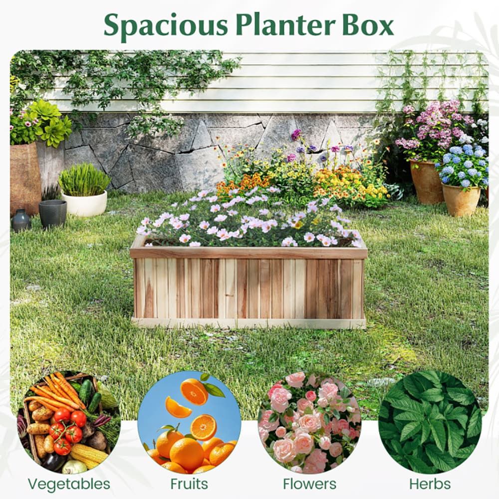 Acacia Wood Planter with Drainage and Removable Base – product view 9 of 10