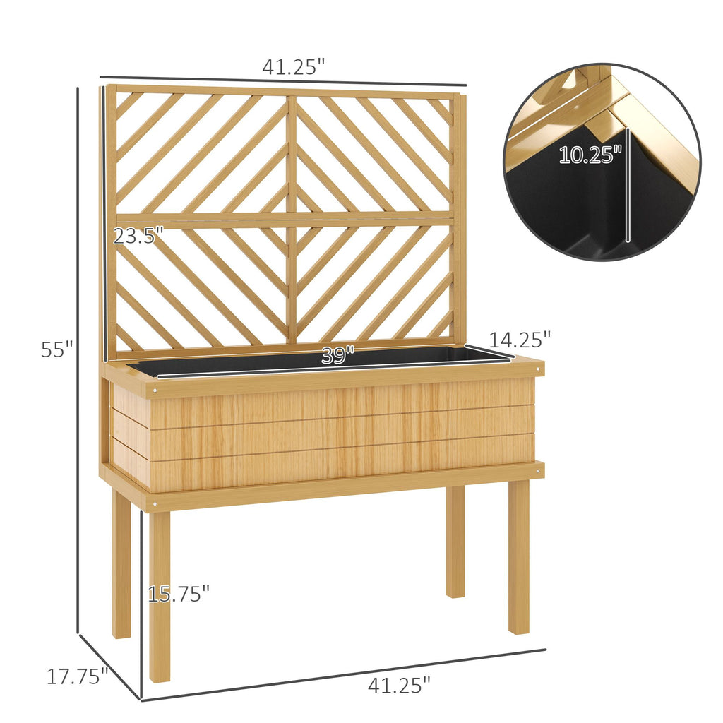 55-Inch Natural Fir Wood Planter with Trellis – product view 3 of 11