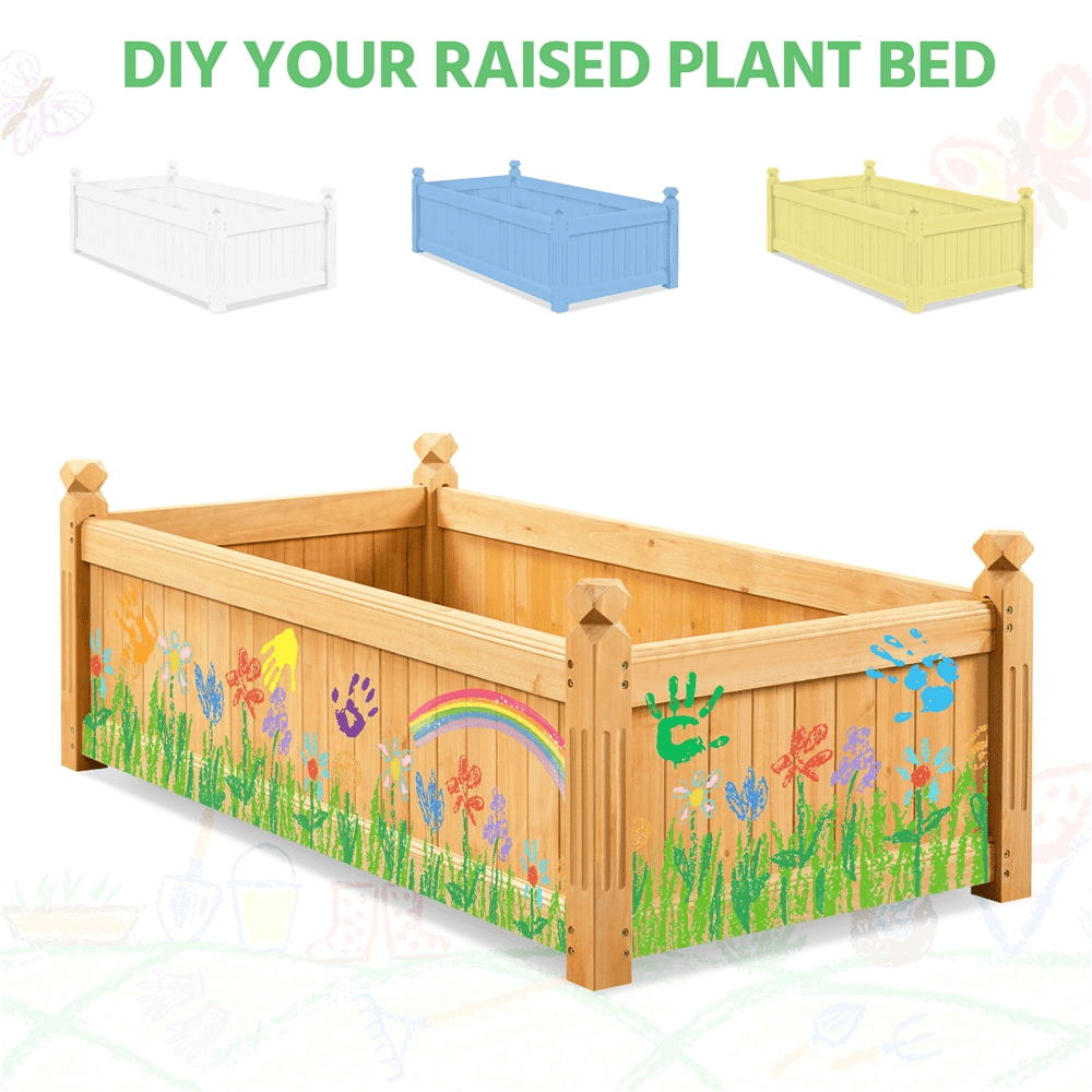 Fir Wood Rectangular Garden Planter, Light Brown – product view 4 of 5