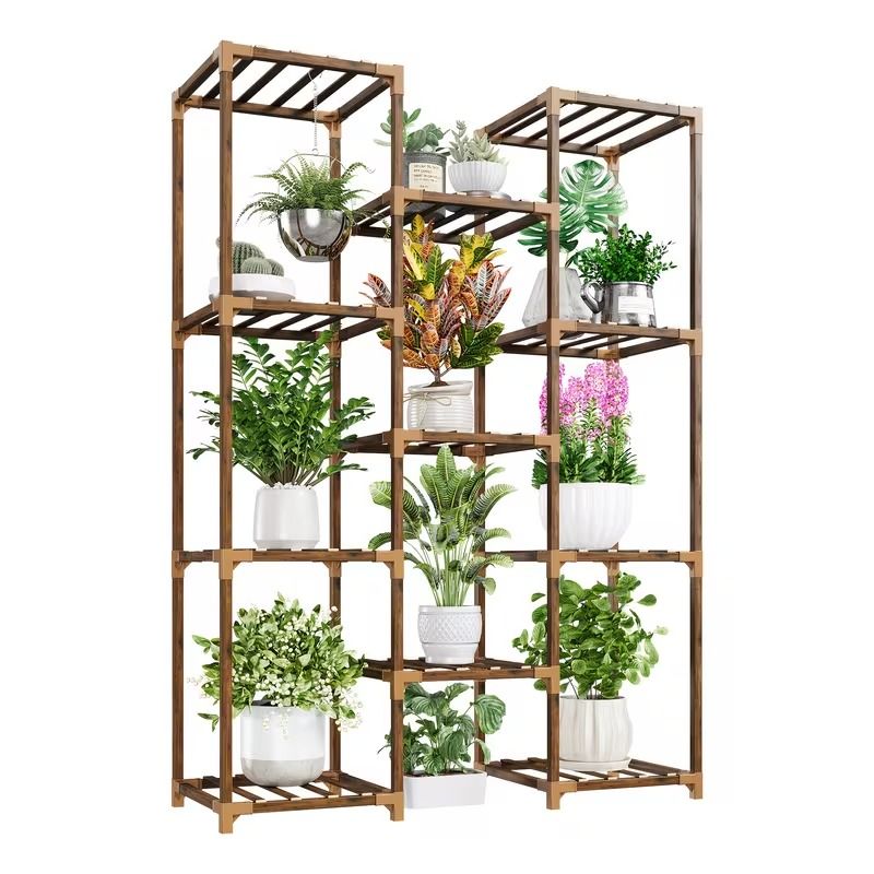11-Tier Eucalyptus Corner Plant Stand – main product view