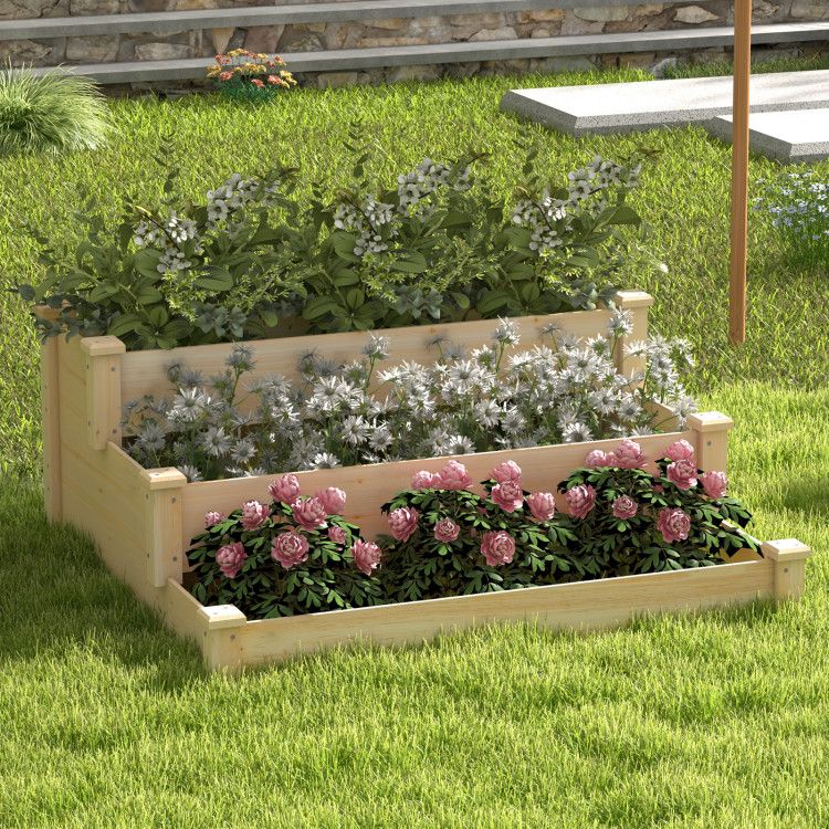 3-Tier Fir Wood Raised Garden Bed – product view 2 of 9