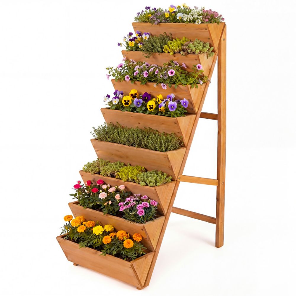 8-Tier Vertical Fir Wood Garden Bed, Orange – product view 5 of 9