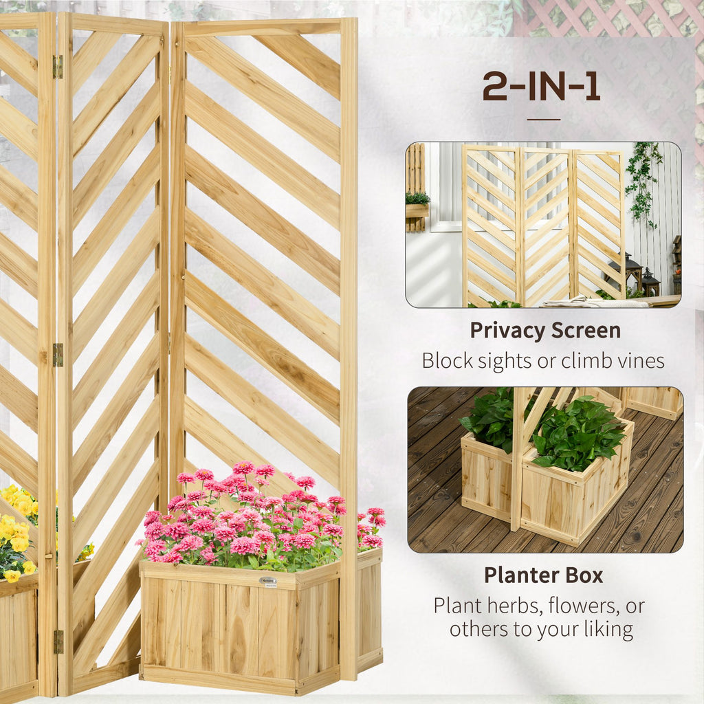 Wood Privacy Screen with 4 Planters and 3 Trellises – product view 4 of 11