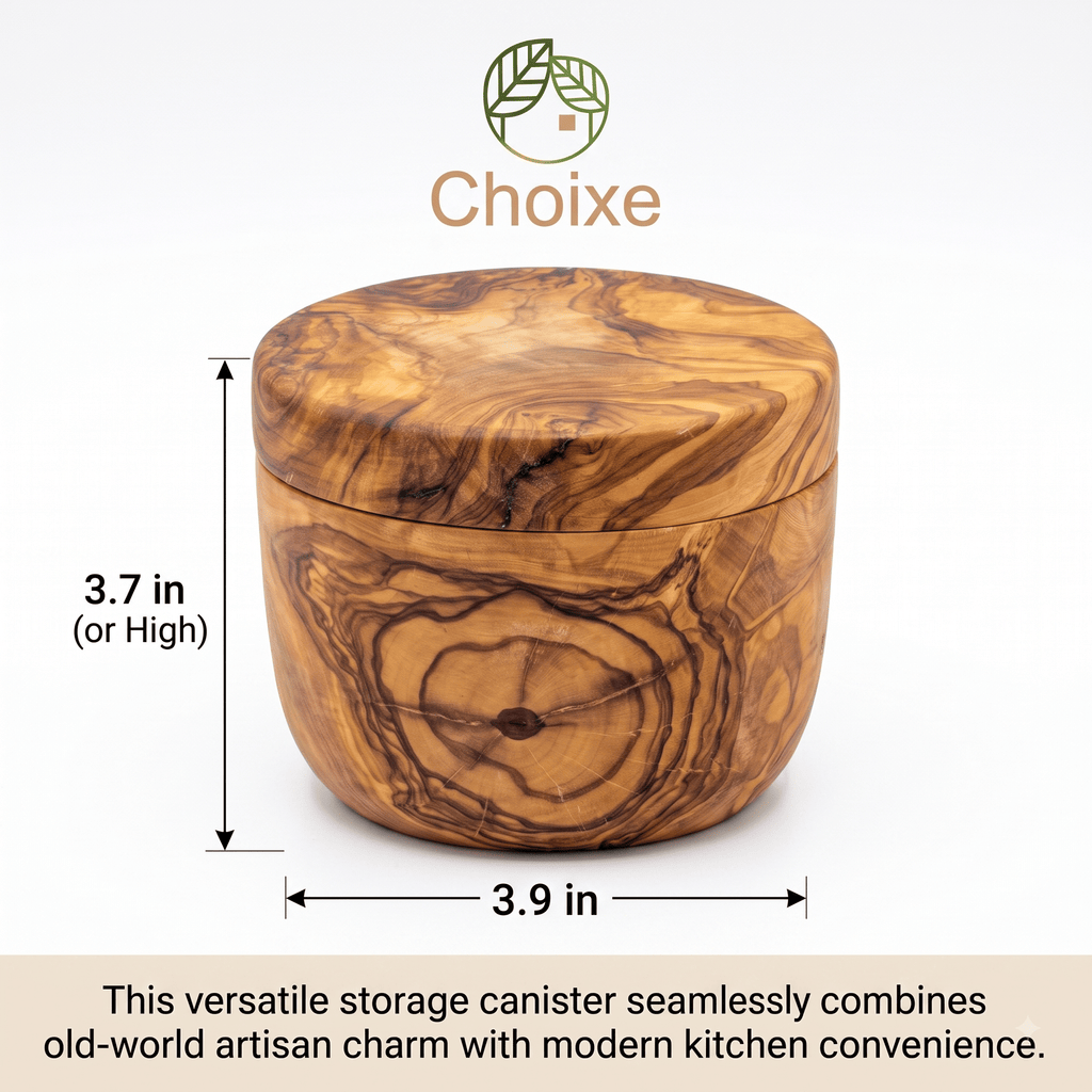 Olive Wood Salt Cellar with Swivel Lid – product view 3 of 7