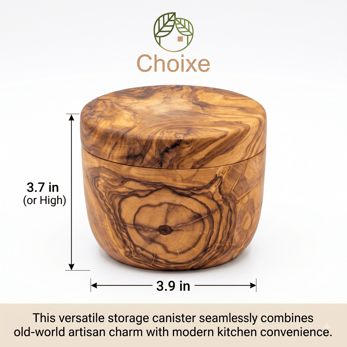 Olive Wood Salt Cellar with Swivel Lid – product view 3 of 7
