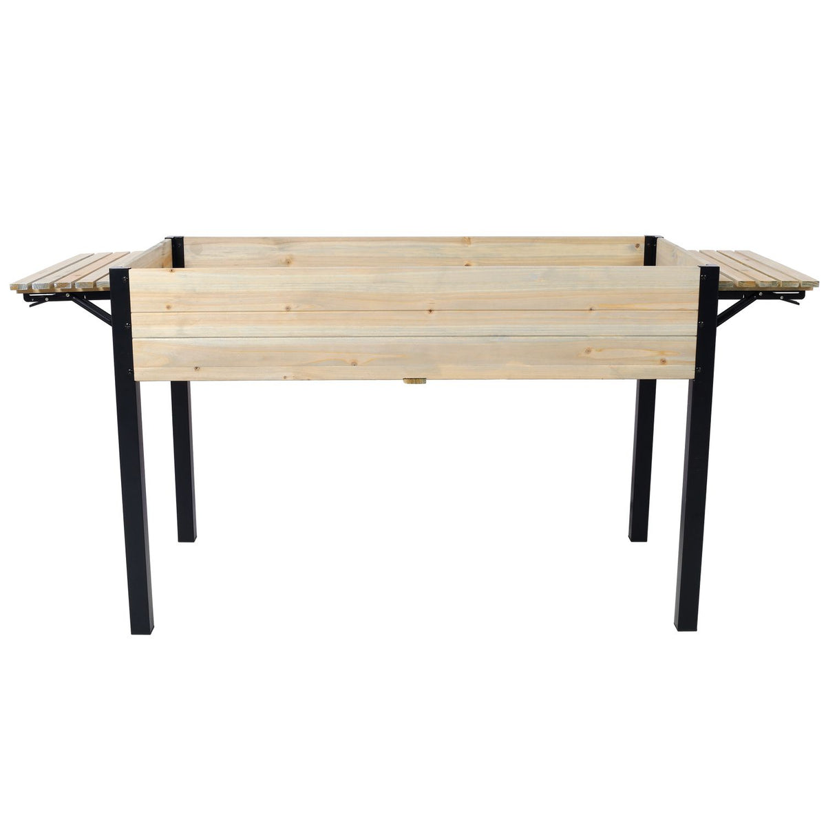 63-Inch Fir Wood Planter with Metal Legs, Natural – product view 2 of 20