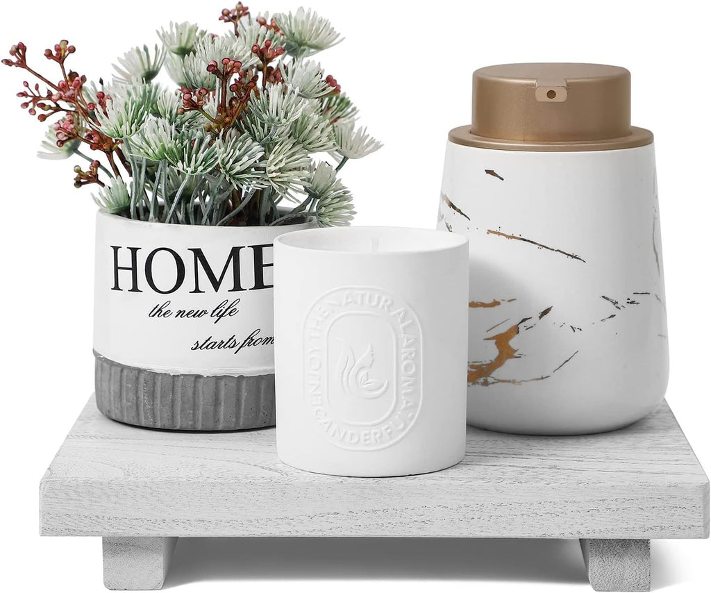 9-Inch White Wood Pedestal Tray – product view 9 of 9