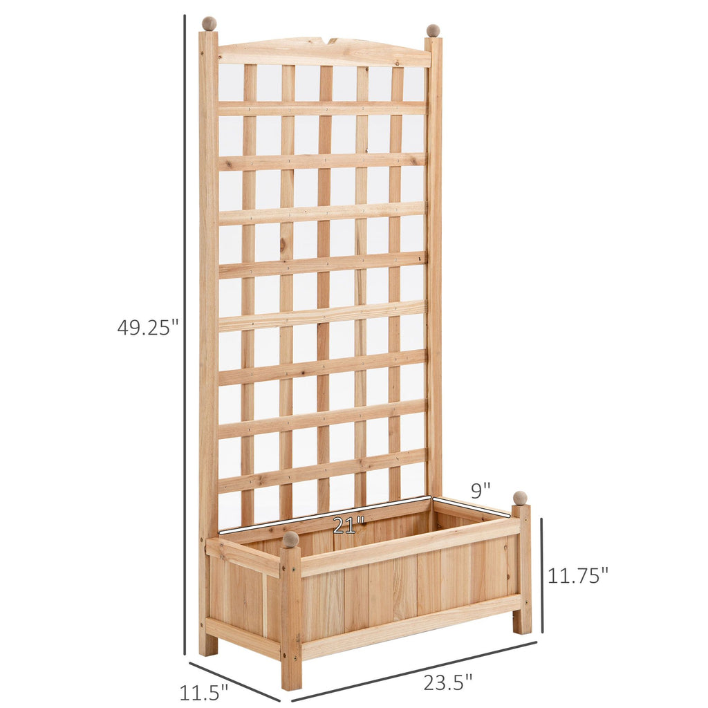 49-Inch Fir Wood Planter with Trellis, Natural – product view 3 of 12