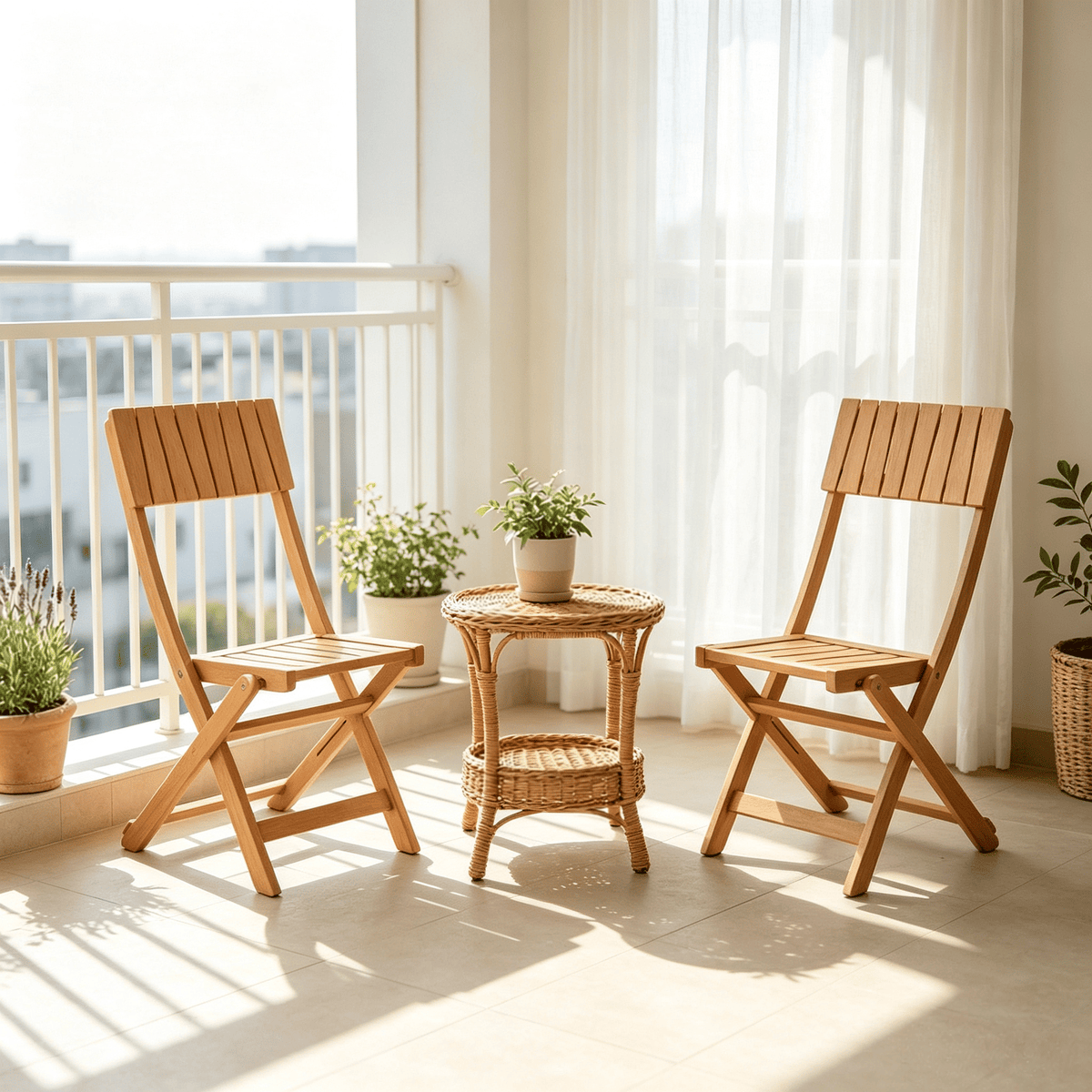 Set of 2 Folding Wood Dining Chairs – main product view