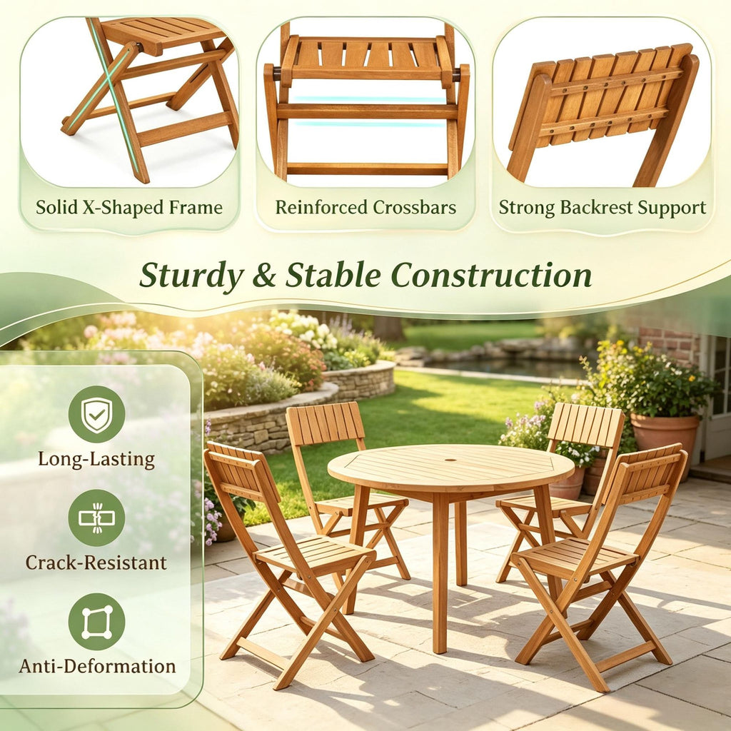Set of 2 Folding Wood Dining Chairs – product view 5 of 6