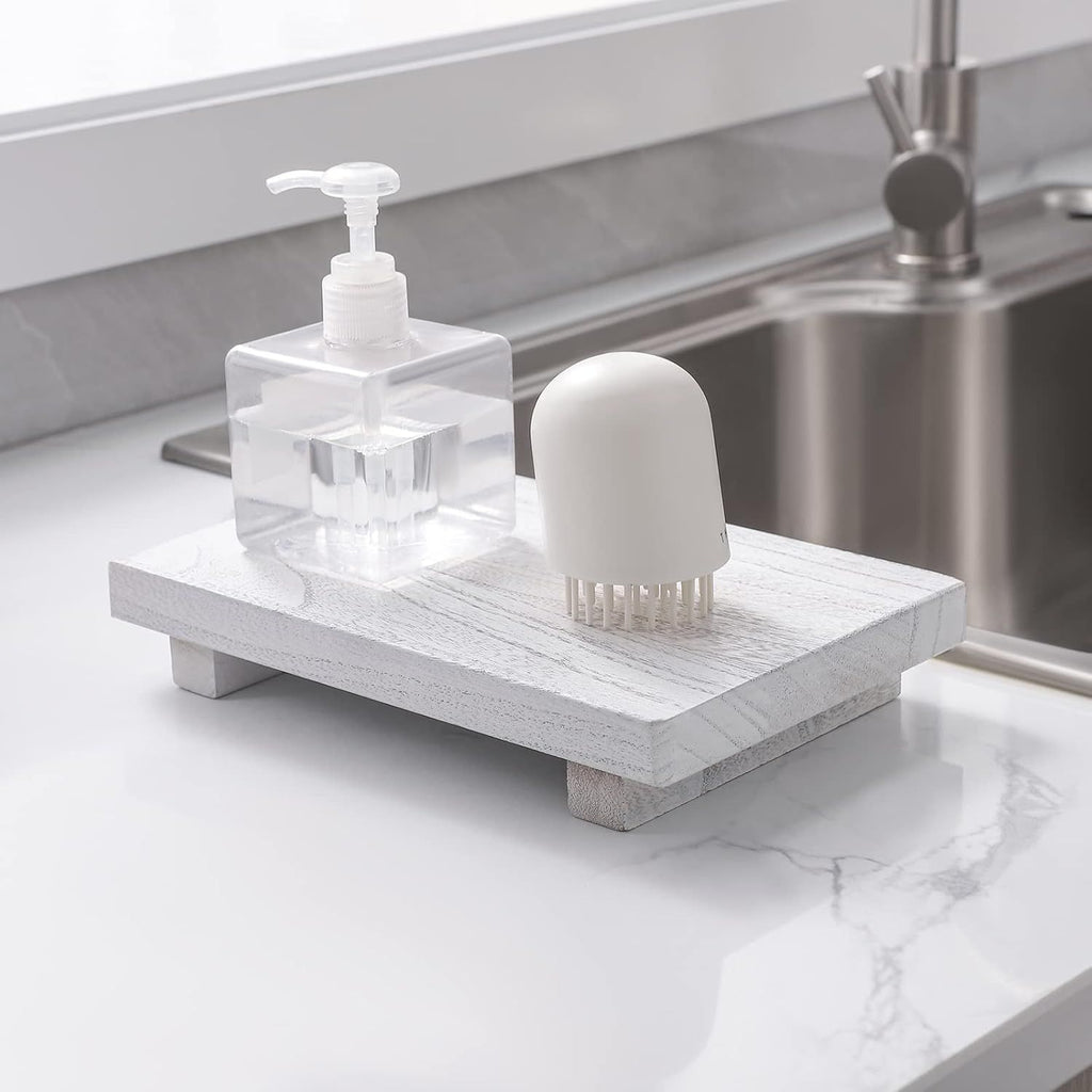9-Inch White Wood Pedestal Tray – product view 8 of 9