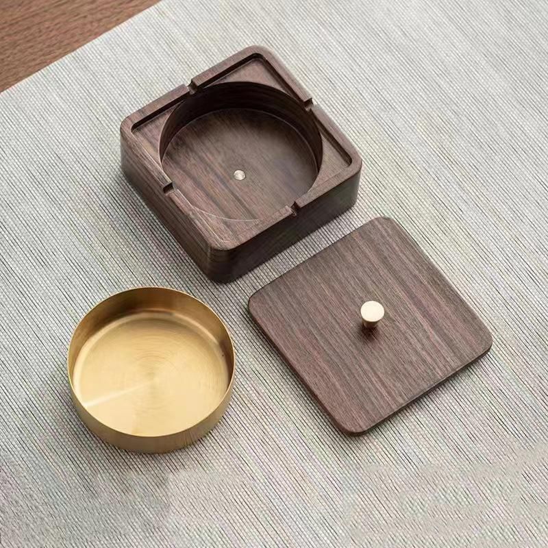 Wood and Metal Covered Ashtray – product view 9 of 13