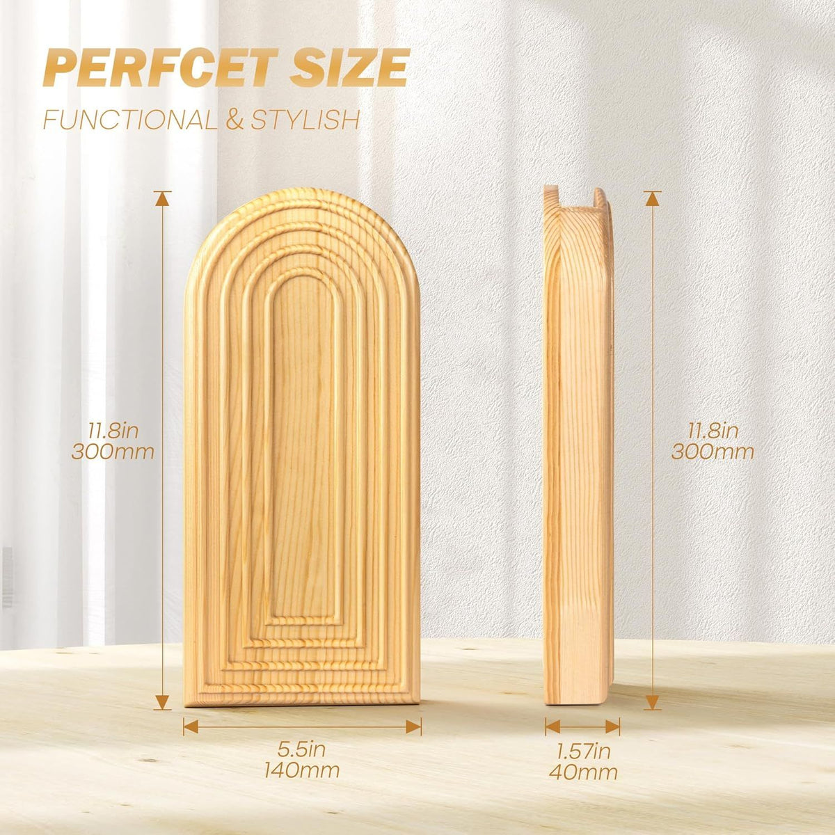 Set of 2 Rustic Pine Wood Wall Vases – product view 2 of 5