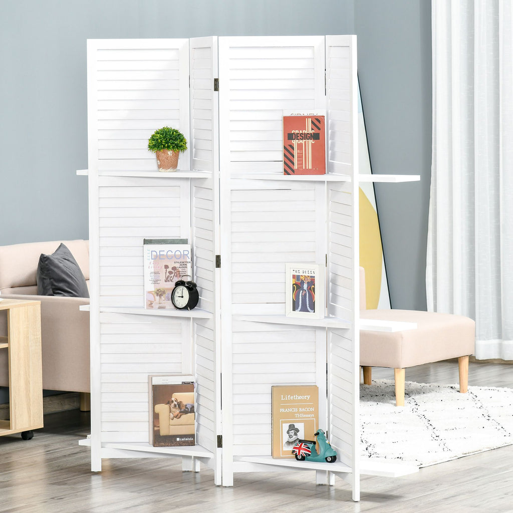67-Inch 4-Panel White Room Divider with Shelves – alternate product view 2