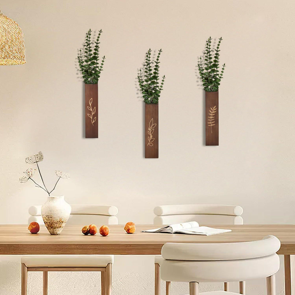 Set of 3 Dark Brown Boho Wall Planters – product view 3 of 4