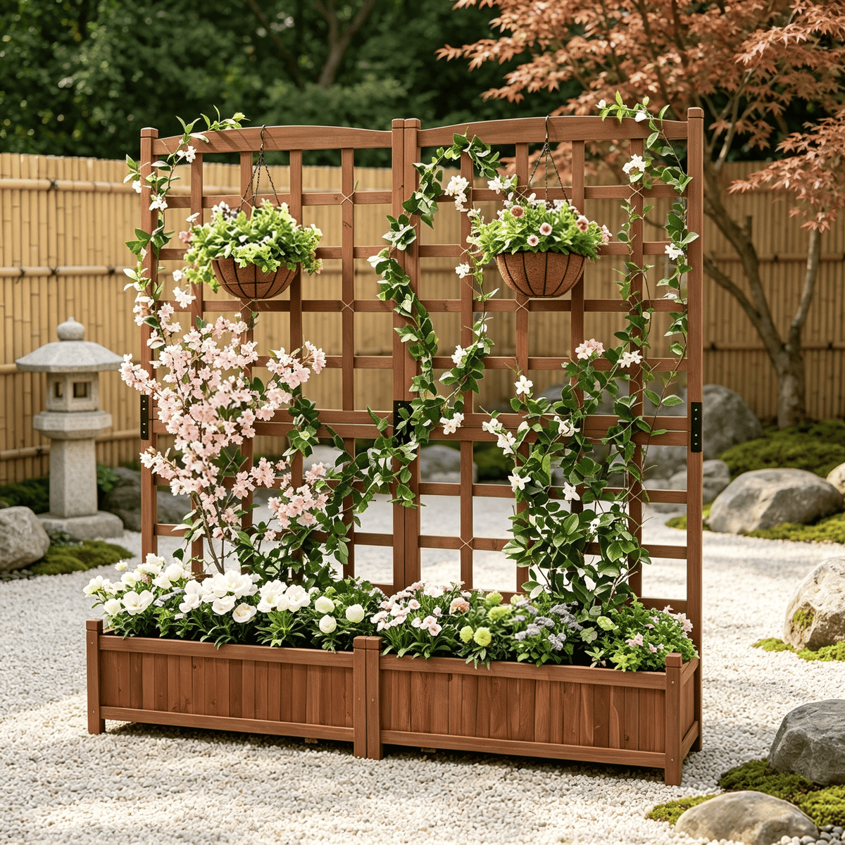 57-Inch Dual Fir Wood Planter with Trellis – product view 7 of 7