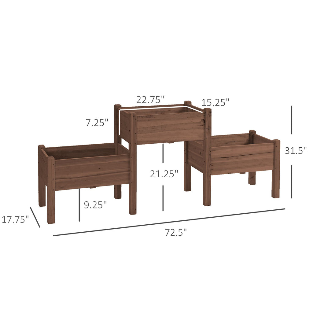 73-Inch 3-Tier Elevated Garden Bed, Coffee – product view 3 of 11