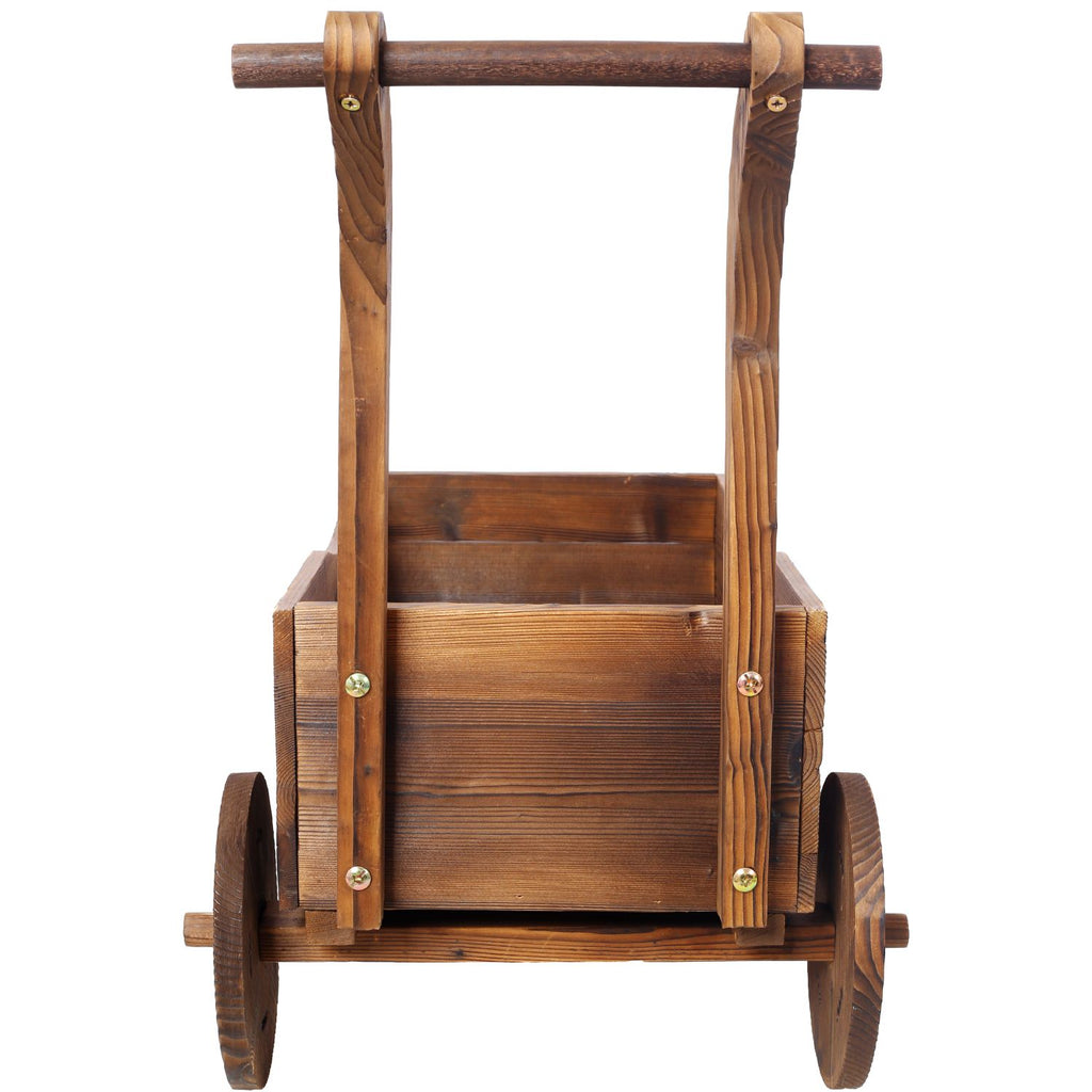 Carbonized Fir Wood Wagon Planter with 4 Wheels – product view 10 of 15