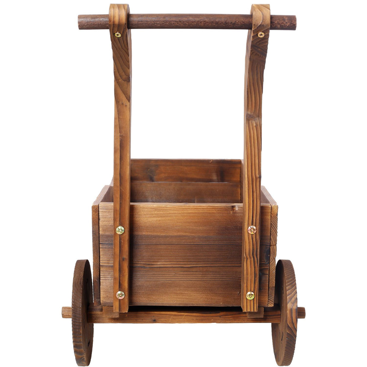 Carbonized Fir Wood Wagon Planter with 4 Wheels – product view 10 of 15